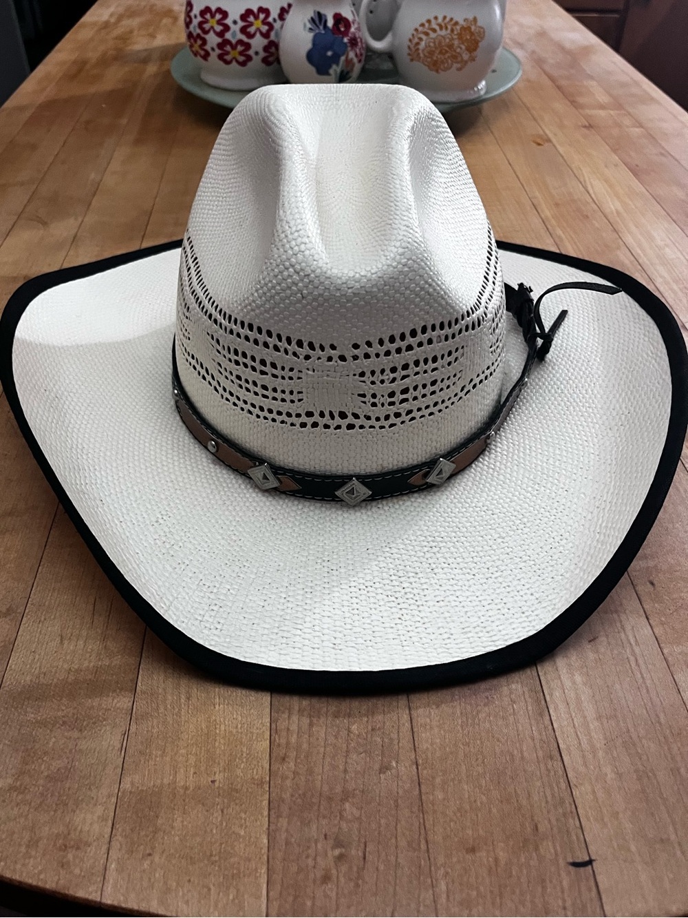 Western Express Inc White Straw Cowboy Hat | Ventilated Western Hat Rodeo Ranch